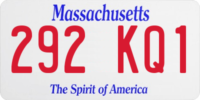 MA license plate 292KQ1