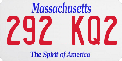 MA license plate 292KQ2