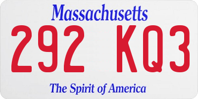 MA license plate 292KQ3