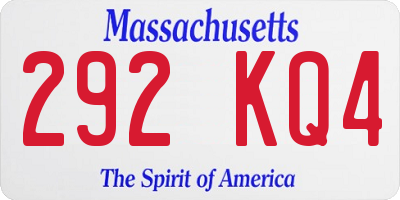 MA license plate 292KQ4