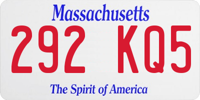 MA license plate 292KQ5