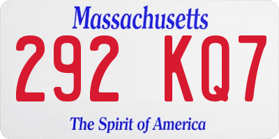 MA license plate 292KQ7