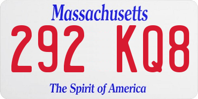 MA license plate 292KQ8
