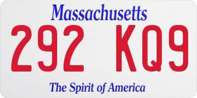 MA license plate 292KQ9