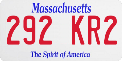 MA license plate 292KR2
