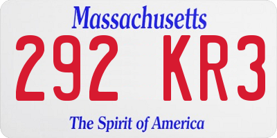 MA license plate 292KR3