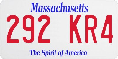 MA license plate 292KR4