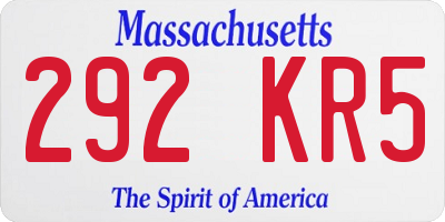 MA license plate 292KR5