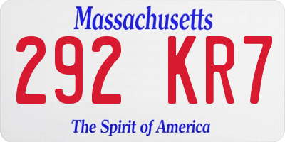 MA license plate 292KR7