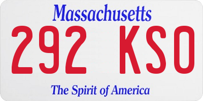 MA license plate 292KS0