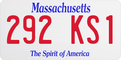 MA license plate 292KS1