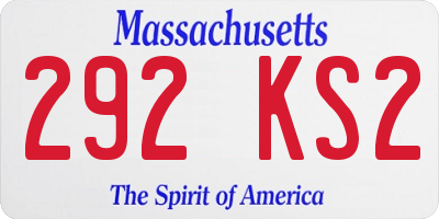 MA license plate 292KS2
