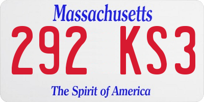 MA license plate 292KS3