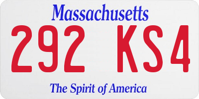 MA license plate 292KS4