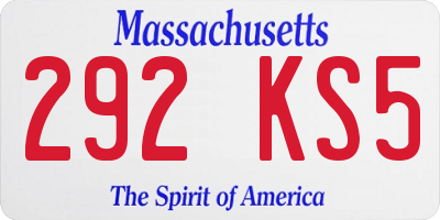 MA license plate 292KS5