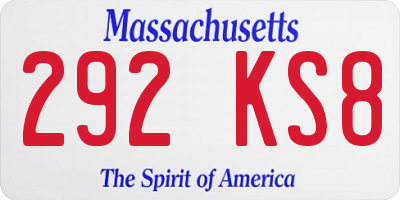 MA license plate 292KS8