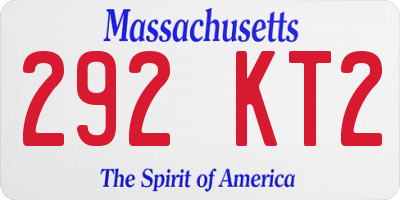 MA license plate 292KT2