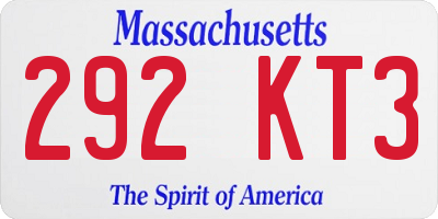 MA license plate 292KT3