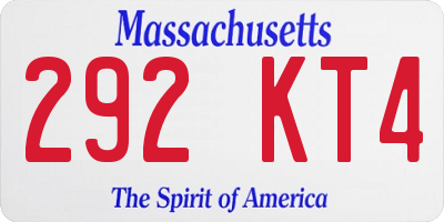 MA license plate 292KT4
