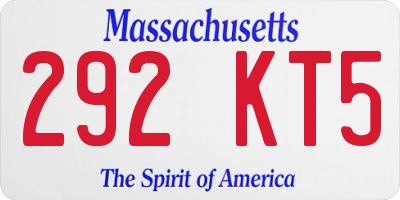 MA license plate 292KT5