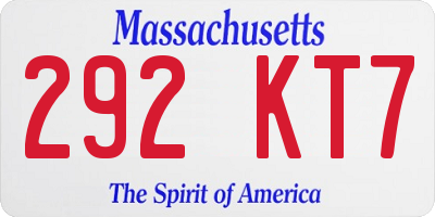 MA license plate 292KT7