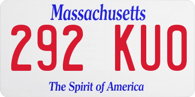 MA license plate 292KU0