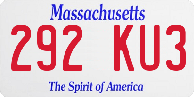 MA license plate 292KU3