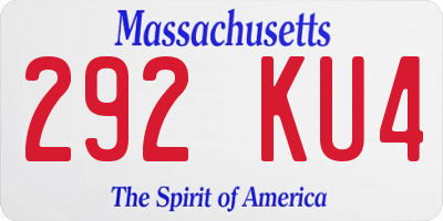 MA license plate 292KU4