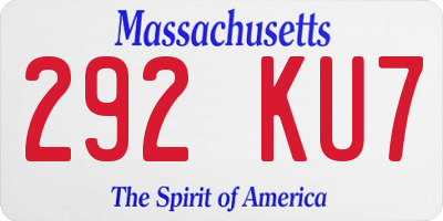 MA license plate 292KU7