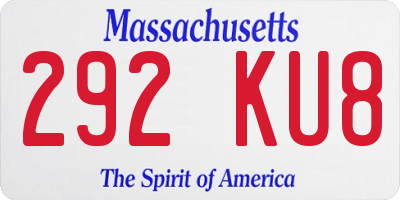 MA license plate 292KU8