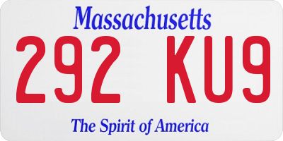 MA license plate 292KU9