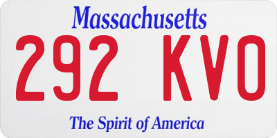 MA license plate 292KV0