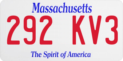 MA license plate 292KV3