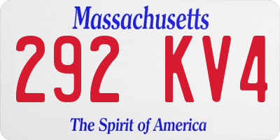 MA license plate 292KV4