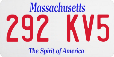 MA license plate 292KV5
