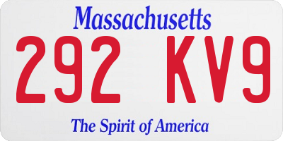 MA license plate 292KV9