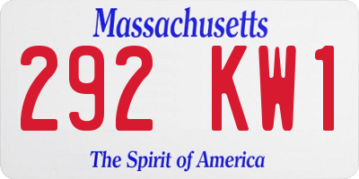 MA license plate 292KW1
