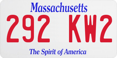 MA license plate 292KW2
