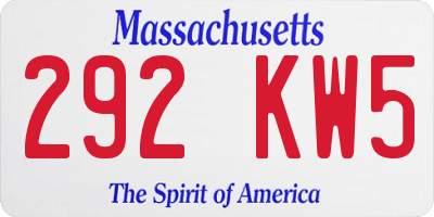 MA license plate 292KW5