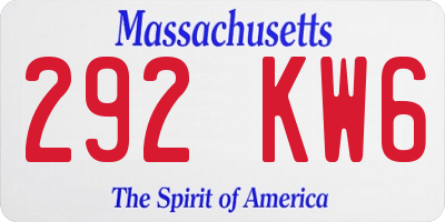 MA license plate 292KW6