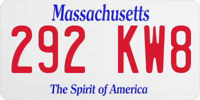 MA license plate 292KW8