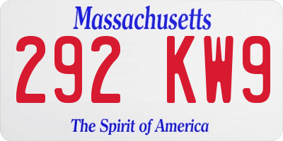 MA license plate 292KW9