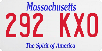 MA license plate 292KX0
