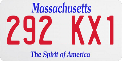 MA license plate 292KX1