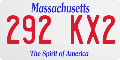 MA license plate 292KX2