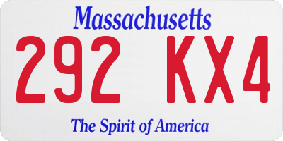 MA license plate 292KX4