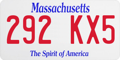 MA license plate 292KX5