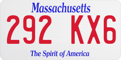 MA license plate 292KX6