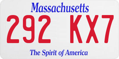 MA license plate 292KX7