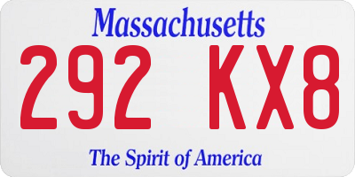 MA license plate 292KX8